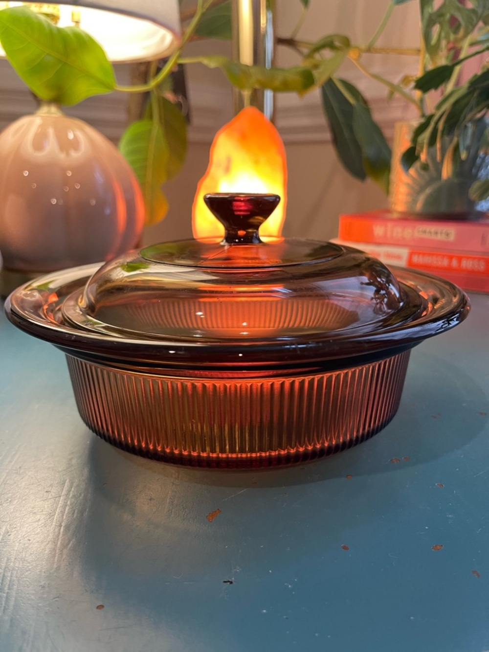 Corning Visions 24 oz Round Amber Casserole Dish with Lid